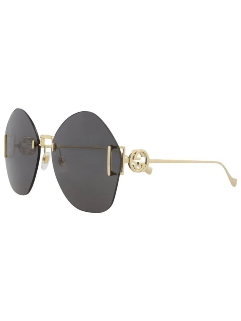 New Gucci Womens Round/Oval Gold Gold Grey Fashion Designer Sunglasses